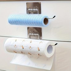 다용도 스테인리스 무타공 벽걸이 행주 키친타올 홀더 2p 세트, 27cm   실버, 1개