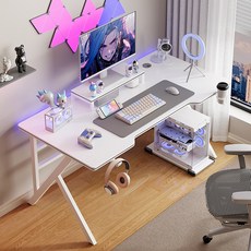 게이밍 컴퓨터 책상 K자 책상 공부 사무용책상, 흰색
