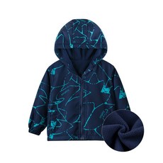 中大童秋冬加絨炫彩連帽外套 男童保暖運動夾克