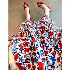 여름 꽃무늬 롱 이미지색 스커트 여성 긴 치마