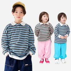 [12시전주문 오늘출발] 메르시보꾸 아동용 옥스퍼드카라티 D2501 봄신상 베이직 스트라이프 티셔츠