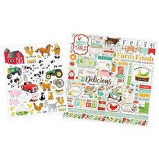 [ 940090 ] 스크랩북용 농장 스티커 - 트랙터 앞마당 농가 테마 디자인이 있는 귀여운 동물 세트 스크랩북 레시피 북 앨범 DIY 공예를 위한 2개 품목, [ 940090 ] 스크랩북용 농장 스티커 - 트랙터,