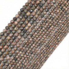 THRELE 천연 그린 스피넬 비즈 2mm 180피스 작은 원형 면 루즈 원석 DIY 주얼리 제작 수제 팔찌 및 목걸이 공예용 사이즈 카드 포함, 매트릭스 로도나이트