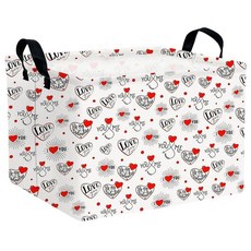 MYFLOCY 대형 발렌타인 데이 바구니 하트 모양 보관함 선물용 접이식 정리함 방 장식 (퍼플 웨이브 블랙 러브), Fireworks Res Love, Fireworks Res Love