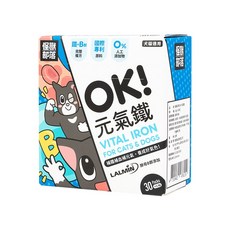 怪獸部落 OK！益生菌 軟骨素 葉黃素 蔓越莓 元氣鐵 好心情 貓狗適用 維他命補充 保健, 元氣鐵（1.5G×30包）, 1個