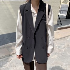 杜達女孩 翻領雙排釦長版西裝背心