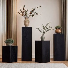 侘寂風碳化木墩子 黑色立柱家具矮凳 家用花架實木底座擺件邊幾, 20*20*方形,45cm高