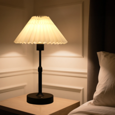 Jeernare 높이 조절 무드등 갓스탠드 LED 무선 침실 무드등 충전식 수유등 인테리어 조명 수면등 원버튼 밝기 조절, 블랙