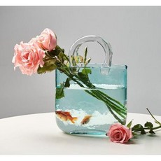 유리가방 유리화병 인테리어 트레이 화채 그릇 글라스 백 바구니