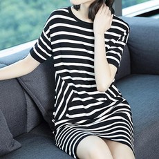 리더스타 여성티셔츠 여성티 오버핏 줄무늬 반팔 티셔츠