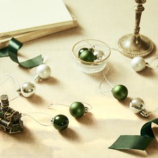 크리스마스 오너먼트볼 10P 세트, 그린실버, 1세트