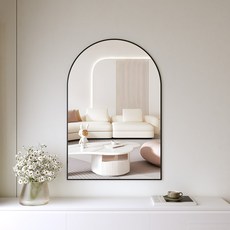 뷰티피크 아치형 벽거울 화정대거울 육실거울, 블랙41cm
