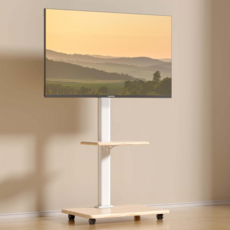 아우리넥스 이동식 TV 거치대 26-75인치, 우드