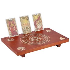 UNICRAFTALE 제단 테이블 나무 작은 제단 테이블 20.9 x 30.5cm(7.99 x 12인치) 안장 브라운 명상 테이블 12개의 조디악 링 생명의 나무 패턴 테이블, UNICRAFTALE 제단 테이블 나무 작은 제단 테이