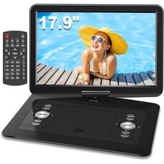WONNIE 17 9인치 대형 휴대용 DVD CD 플레이어 6시간 5000mAh 충전식 배터리 15 4인치 회전 화면 1366x768 HD LCD TFT 모든 지역 USB SD, W-1458