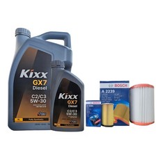 봉고3 신형 디젤 엔진오일세트 킥스 GX7 C2/C3 5W30 O0381-A2239, 5W-30, 1세트, 7L