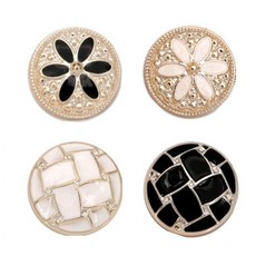 4종 고급 플라워 단추 체크 정장 의류 30mm, B0384 화이트꽃