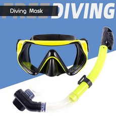 제이 해루질수경 스노쿨링 다슬기수경 잠수경 고글, 풀드라이 2피스 세트 옐로우 블랙, 1개