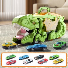 피노블릭 꿀꺽꿀꺽 공룡 트럭 장난감 자동차 미니카 미끄럼틀 카캐리어 세트, 1세트