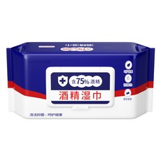 加厚款75%酒精濕紙巾 酒精擦 濕巾 酒精濕巾 消毒濕巾 酒精包 抗病毒 小包裝酒精濕巾, 1個, 80抽