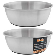 Master Pet Supply 미끄럼 방지 고무 베이스가 있는 스테인리스 스틸 강아지 그릇 2개 세트(각 473.2ml(16온스)) - 피스타치오 - 소형 중형 대형견 및 고, 16 Cups (128 oz) 2 Pack