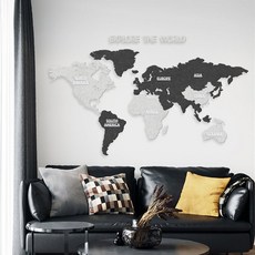 부착 세계지도 카페 200CM 연한 퍼즐 원두 벽걸이 포인트스티커 데칼 커피, 그레이60 120cm