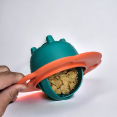 라비다 흘림방지 자이로 키즈헬프 유아 아기 이유식 용기 그릇 유니버셜 선물 회전 스낵볼 고급형 라이언, 고급형(라이언), 1개