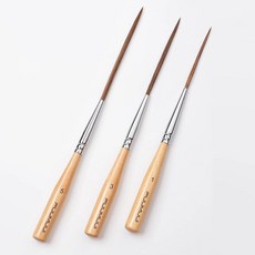 Fuumui 롱 라이너 브러시 - 모서리 채우기 표시 윤곽 그리기 가장자리 테두리 만들기를 위한 아티스트 등급 3pcs 옥스 이어 헤어 디테일 페인트 수채화 아크릴 오일, Wood Color-3pcs