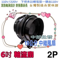 6吋軸流扇 15公分 強力抽風機 台灣製造 滾珠軸承設計, 110V+