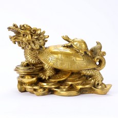 黃銅龍龜擺件 母子龍龜風水工藝品, 八卦龍龜 6＃ 長8cm 寬6cm 高6cm