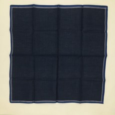 小老闆萬國商舖 日本製 輕薄純棉紳士手帕-藍底藍邊細格 清洗方便衛生, 1個