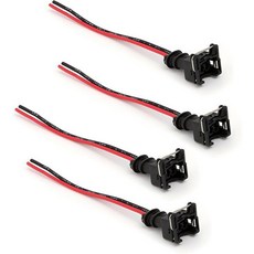 8개 차량 연료 분사기 커넥터 와이어가 포함된 방수 인젝터 소켓과 구리 코어 플러그 대부분의 차량에 적합한 범용 검정색, 4 PCS, Black