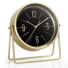 AYRELY 빈티지 블랙 메탈 책상 시계 배터리 작동 벽난로 농가 선반 거실 장식용 탁상 각도 조절 가능 (골드), 149089 AYRELY 빈티지 블랙 메탈 책상 시계,, Gold