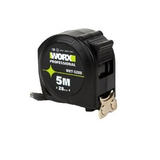웍스 자동 줄자 WHT-528B 양면 5M X 28MM 훅 자석 락 기능, 1개