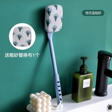 洗澡刷搓澡長柄沐浴刷搓背浴刷搓泥搓澡巾後背刷子不求人粗砂刷, 1個, 銀杏藍粗砂(送替換布):如圖