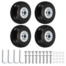 YELARXI 교체용 수하물 바퀴 여행 가방 바퀴 교체 키트 43x18mm 및 2세트 및 고무 및 블랙 - 장착 (회전 캐스터 베어링 수리/교체/롤러 백/가방/스피너), YELARXI 교체용 수하물 바퀴, 여행 가방 바퀴 교