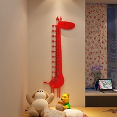 長勁鹿身高貼牆貼亞克力3d立體兒童房客廳玄關幼兒園背景裝飾貼畫, 粉紅色長頸鹿身高貼