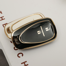 바이어블 쉐보레 호환 자동차 tpu 키케이스 키홀더 키커버 2버튼 3버튼 4버튼 5버튼, 2버튼 A타입 블랙골드 (VA-TA51)