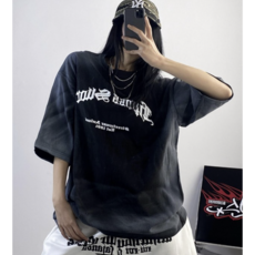 [디디댄스] 자체제작 스프레이 S 레터링 반팔 힙합티 댄서 방송댄스 무대의상 줌바웨어 에어로빅복, 블랙