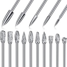 15피스 나무 조각 드릴 비트 카바이드 회전 버 세트 5개의 목공 도구 3-8mm 0.3cm(1/8인치) 섕크 10개의 더블 컷 텅스텐 공구 액세서리 DIY 그라인딩 드릴링 마