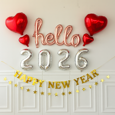 연지마켓 헬로우 2026 해피뉴이어 연말 파티 풍선 세트 신년 새해 숫자 소품, 1-4.헬로새해 심플세트