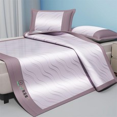 夏季抗菌涼蓆三件套, 2500D加厚抗菌冰涼蓆-紫,90*200cm【涼蓆+枕套1只】