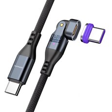 오파츠 CtoC PD240W 180도 회전 마그네틱 자석 충전케이블, 1개, 블랙, 1m