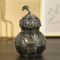 臺灣出貨 牙籤盒 按壓防塵個性創意客廳茶几牙籤罐廚房餐桌牙籤筒底部開瓶器, 招財進寶 葫蘆青古, 1個