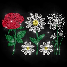 1개 유리 핫픽스 라인스톤 다리미 부착형 꽃 장식 (옷 가방 바지용) 297x210mm, 혼합색