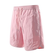 2026夏季潮流休閒冰絲直筒五分褲 中褲, XL, 淺粉