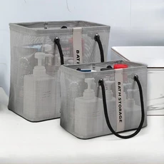 휴대용 메쉬 배수 샤워백 및 피트니스 보관 가방 욕실용품 정리함, 04 Grey-2PCS, 1개