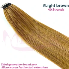MESXN 세 번째 신제품 깃털 헤어 익스텐션 100% 인모 진짜 머리카락 편안하고 눈에 띄지 않는 브라운 블론, 01 적절한 관리를 통해 12개월, 01 26inches 65cm, 08 Light brown