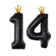 이벤트홀릭 초대형 왕관 숫자은박풍선, 블랙 14