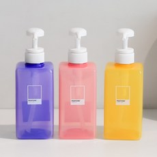 바이너리하우스 팬톤 샴푸통 욕실 리필 용기 디스펜서 400ml, 팬톤 리필용기 3개세트 (3색상), 1개, 팬톤 리필용기 3개세트 (3색상)
